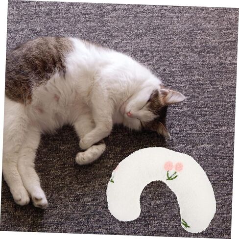 Luxshiny U Shaped Pet Neck Pillow for Cats and Dogs Soft Skin Friendly Sleeping Cushion Cervical Support for Puppies and Pets Cozy White Cushion for in Kuwait