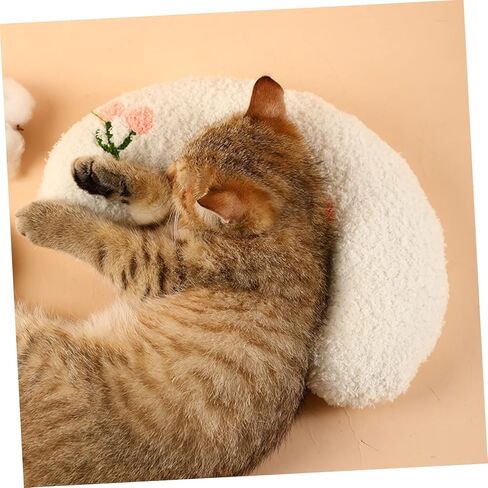 Luxshiny U Shaped Pet Neck Pillow for Cats and Dogs Soft Skin Friendly Sleeping Cushion Cervical Support for Puppies and Pets Cozy White Cushion for in Kuwait