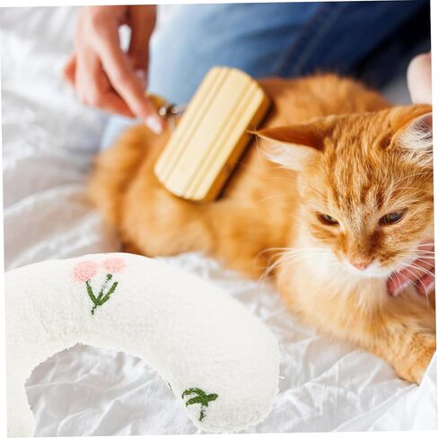 Luxshiny U Shaped Pet Neck Pillow for Cats and Dogs Soft Skin Friendly Sleeping Cushion Cervical Support for Puppies and Pets Cozy White Cushion for in Kuwait