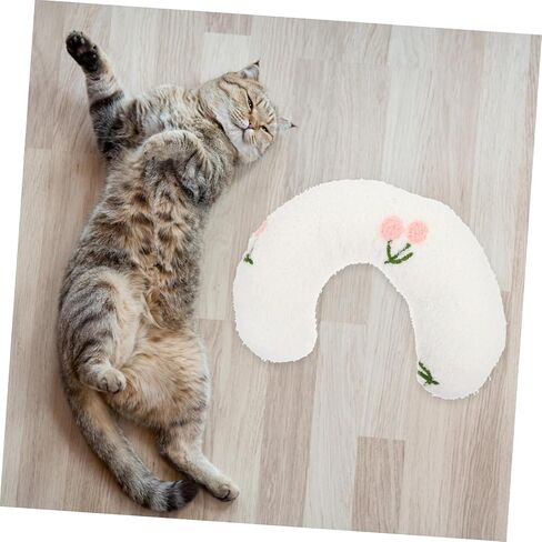 Luxshiny U Shaped Pet Neck Pillow for Cats and Dogs Soft Skin Friendly Sleeping Cushion Cervical Support for Puppies and Pets Cozy White Cushion for in Kuwait