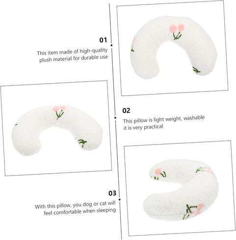 Totority U Shaped Plush Pet Sleeping Pillow for Cats and Dogs Neck Support Cushion for Cervical Protection Portable Nap Cushion Pillow for Indoor Pets in Saudi Arabia