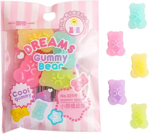 5-Piece Cartoon Animal Erasers - Gummy Bear and Panda Pencil Toppers | Bulk Classroom Rewards, Party Favors and Desk Organizers (Assorted Colors) in Saudi Arabia