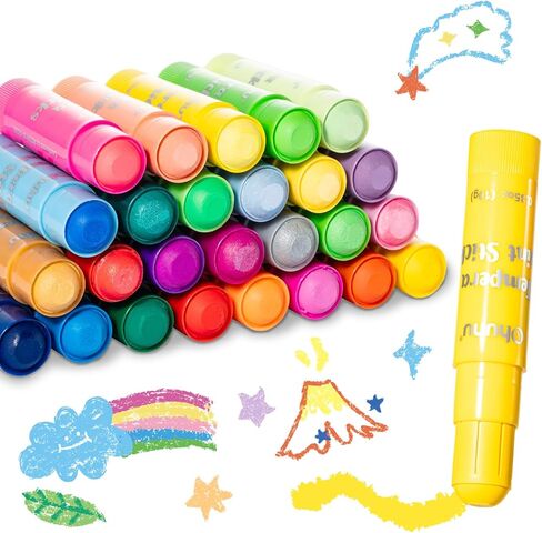 Ohuhu 36 Colors عصي طلاء من أعمدة ، طلاء منغاري قابلة للغسل للأطفال ، تجفيف سريع ، غير سامة للرسم ، الكتابة على الجدران ، يعمل بشكل رائع على قماشية خشبية من الزجاج الزجاجي الصخور in Kuwait