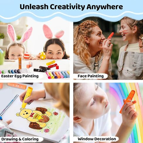Ohuhu 36 Colors عصي طلاء من أعمدة ، طلاء منغاري قابلة للغسل للأطفال ، تجفيف سريع ، غير سامة للرسم ، الكتابة على الجدران ، يعمل بشكل رائع على قماشية خشبية من الزجاج الزجاجي الصخور in Kuwait