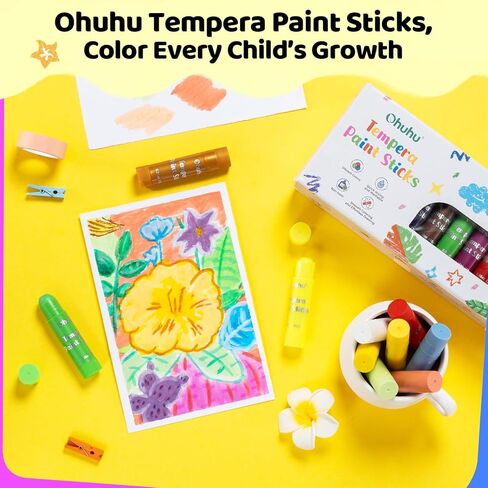Ohuhu 36 Colors عصي طلاء من أعمدة ، طلاء منغاري قابلة للغسل للأطفال ، تجفيف سريع ، غير سامة للرسم ، الكتابة على الجدران ، يعمل بشكل رائع على قماشية خشبية من الزجاج الزجاجي الصخور in Kuwait