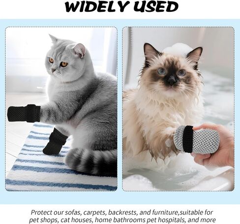 8 PCS CAT CAT COVERS ، أحذية الجوارب للقطط القفازات لمنع خدش الجوارب القابلة للتعديل جرو الشبكة الجرو الداخلية القفازات الداخلية PAW أحذية مناسبة للاستحمام وتقليص الأظافر (رمادي + أسود) in Kuwait