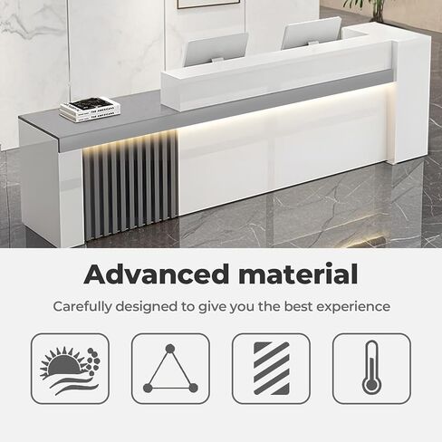 مكتب الاستقبال ، عداد الاستقبال مكتب الاستقبال مع الجرف والأدراج القابلة للقفل ، طاولة استقبال مع لوحات خاصة للمكتب ، صالون تجميل (رمادي + أبيض/يمين ، 55 "L*24" W*39 "H) in Kuwait