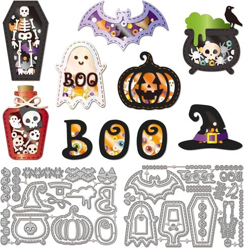 GLOBLELAND Halloween Lace Corner Cutting Dies for Card Making Spider Bat Pumpkin Cobweb Cut Die for DIY Scrapbooking Journal Embossing Paper Craft Decor in Saudi Arabia