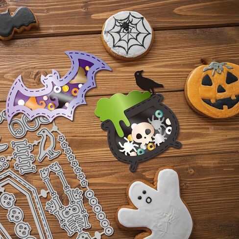 GLOBLELAND Halloween Lace Corner Cutting Dies for Card Making Spider Bat Pumpkin Cobweb Cut Die for DIY Scrapbooking Journal Embossing Paper Craft Decor in Saudi Arabia