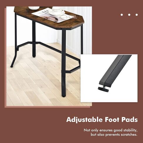 Giantex Narrow End Table, Industrial Sofa Side Table with Rustic Tabletop & Stable Steel Frame, Wood Look Accent Table, Compact Bedside Table for Living Room, Entryway, Easy Assembly, Rustic Brown in Saudi Arabia