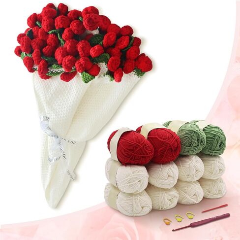DIY Crochet Bouquet Blanket Kit,Flowers Bouquet Blanket Handmade 43'' Throw Knitting Kits,Purple Crochet Set with Yarn and Tools for Women,Knitter/Crocheter (DIY-Lily of The Valley-Kit) in Saudi Arabia