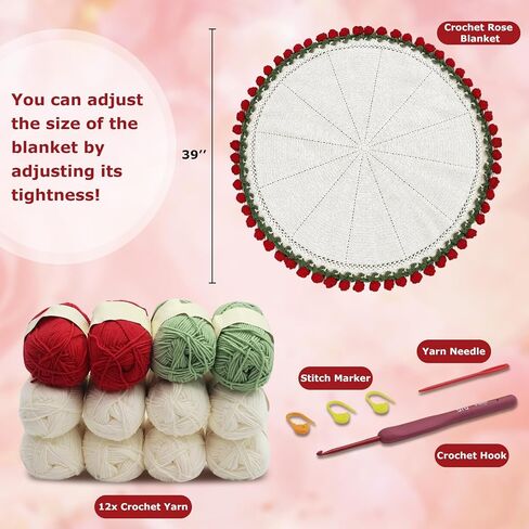 DIY Crochet Bouquet Blanket Kit,Flowers Bouquet Blanket Handmade 43'' Throw Knitting Kits,Purple Crochet Set with Yarn and Tools for Women,Knitter/Crocheter (DIY-Lily of The Valley-Kit) in Saudi Arabia