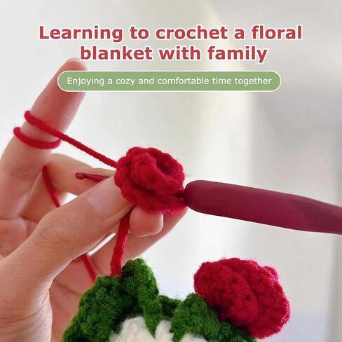 DIY Crochet Bouquet Blanket Kit,Flowers Bouquet Blanket Handmade 43'' Throw Knitting Kits,Purple Crochet Set with Yarn and Tools for Women,Knitter/Crocheter (DIY-Lily of The Valley-Kit) in Saudi Arabia