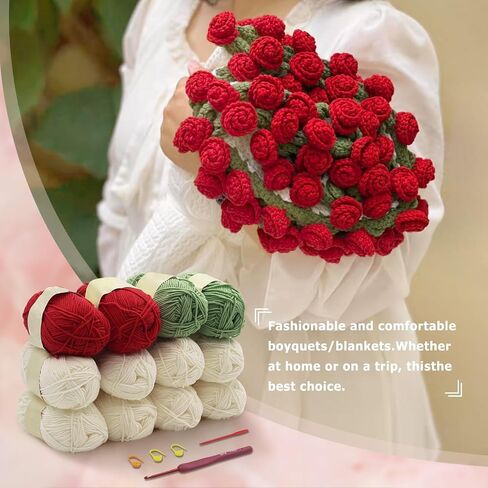 DIY Crochet Bouquet Blanket Kit,Flowers Bouquet Blanket Handmade 43'' Throw Knitting Kits,Purple Crochet Set with Yarn and Tools for Women,Knitter/Crocheter (DIY-Lily of The Valley-Kit) in Saudi Arabia