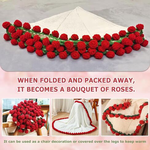 DIY Crochet Bouquet Blanket Kit,Flowers Bouquet Blanket Handmade 43'' Throw Knitting Kits,Purple Crochet Set with Yarn and Tools for Women,Knitter/Crocheter (DIY-Lily of The Valley-Kit) in Saudi Arabia