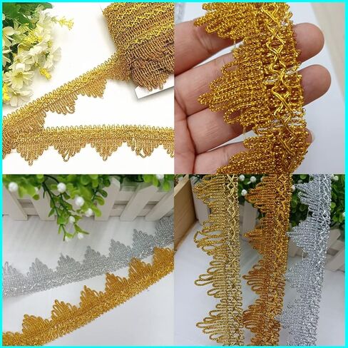 Shiny Green Sequins Lace Trim Polyester Braided Ribbon 14 Yards 35mm Wide for Sewing Crafts Clothing Curtains Accessories Lampshade Home DIY Decoration (Green-Silver, 35mm Wide) in Saudi Arabia