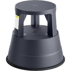 Rolling Step Stool with Wheels, 550lbs Capacity, Non-Slip Platform & Retractable Casters, Round Kick Stool for Library, Kitchen, Office, Garage, Portable for Adults/Seniors/Kids (Black) in Kuwait