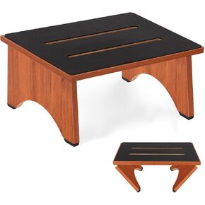 Step Stool Foldable, Wooden Step Stool with Non-Slip Rubber Stepping Platform, Folding Step Stools for Adults Seniors in Bedroom, Kitchen Bathroom, RV, Bed Steps for High Beds, No Assemble (Brown) in Kuwait