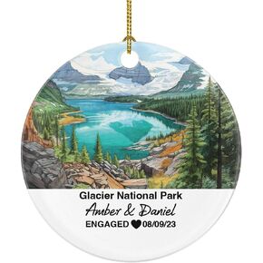 Glacier National Park Ornament, Engaged Married Family Together Couple Montana Travel Honeymoon Christmas, Wedding Engagement Marriage in Saudi Arabia
