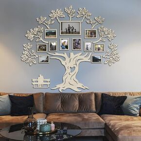 JustLikeWood 51х45" Wooden Family Tree Wall Decor HAPPY FAMILY, Picture Frame Collage Home Decorations for Living Room, Bedroom, Kitchen, Dining and Office, Tree Wall Decal, 3D DIY, Natural Wood in Saudi Arabia
