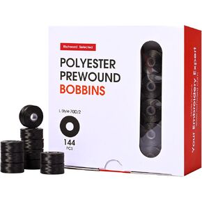 Richword Selected Prewound Bobbins, White Magsnap 144pcs Size L(SA155), 60WT Polyester Bobbin Thread for Commercial Multi Needles Embroidery Machine in Kuwait