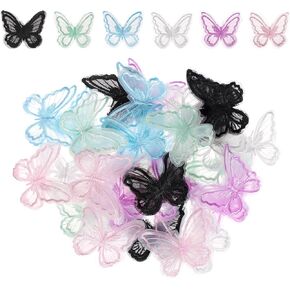 بقع الفراشة الدانتيل ، 30 قطعة من الدانتيل الفراشة تزيين عضوية زينة خياطة على الفراشات الزخرفية بقع التطريز لحرف ديي ، والملابس ، واللباس ، والقبعات ، وملحقات شعر الزفاف (6 ألوان) in Kuwait