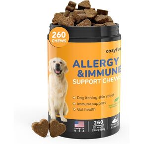Cog Allergy Chews 260ct - 23oz المكملات الكلاب للبشرة الحكة ولعق المخلب ، حليب المختبر بالولايات المتحدة الأمريكية مع البروبيوتيك ، الدعم المناعي للحساسية الطبيعية للكلاب in Kuwait