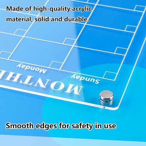 Acrylic Magnetic Calendar for Refrigerator - WINLION Monthly Calendar with 8 Color Markers Clear Board for Fridge Acrylic Refrigerator Calendar for Monthly Planning,15"x11" in Kuwait