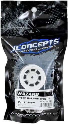 JConcepts 3359W Hazard 1.7 inch RC10 Rear Wheel White (2) in Saudi Arabia