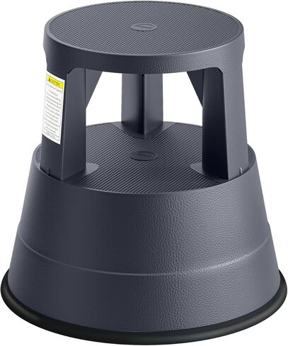Rolling Step Stool with Wheels, 550lbs Capacity, Non-Slip Platform & Retractable Casters, Round Kick Stool for Library, Kitchen, Office, Garage, Portable for Adults/Seniors/Kids (Black) in Kuwait