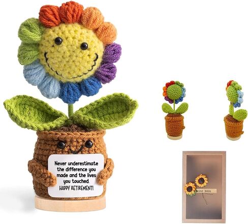 Happy Retirement Gifts for Women，Positive Sunflower Doll Crochet, Cute Funny Retirement Decoration for Women, Teachers, Coworkers, Nurses (Rainbow) in Saudi Arabia