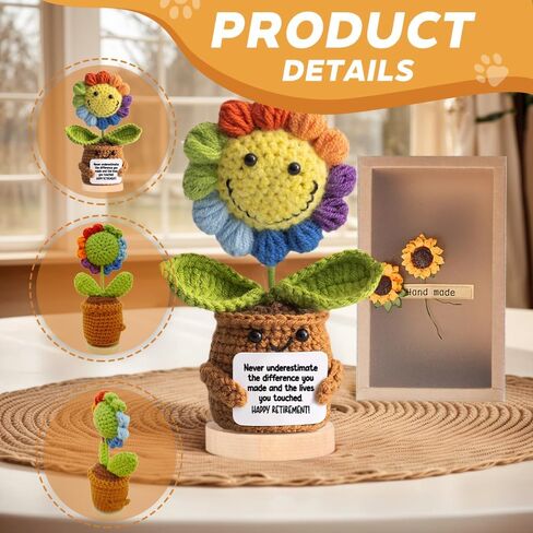 Happy Retirement Gifts for Women，Positive Sunflower Doll Crochet, Cute Funny Retirement Decoration for Women, Teachers, Coworkers, Nurses (Rainbow) in Saudi Arabia