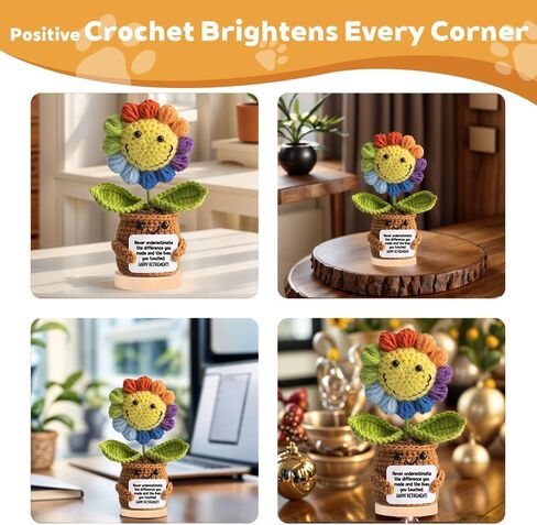 Happy Retirement Gifts for Women，Positive Sunflower Doll Crochet, Cute Funny Retirement Decoration for Women, Teachers, Coworkers, Nurses (Rainbow) in Saudi Arabia
