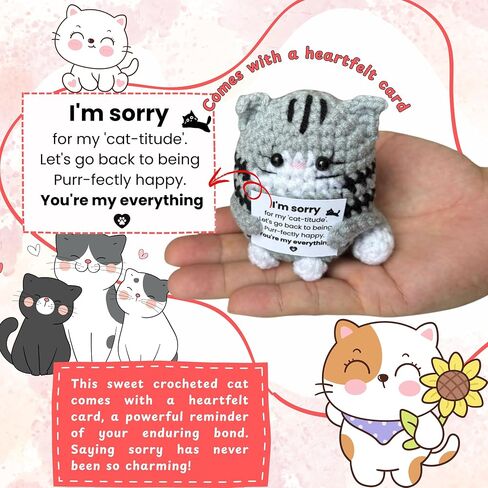 Emotional Support Crochet Cat Sorry Gifts for Him (Sorry) in Saudi Arabia