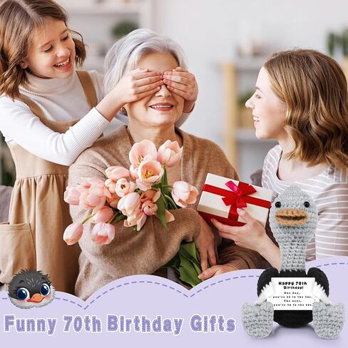 JoycuFF 70th Birthday Gifts Positive Crochet Ostrich for Women Men Ostrich Lovers Birthday Gifts, Emotional Inspirational Motivational Animals Present in Saudi Arabia