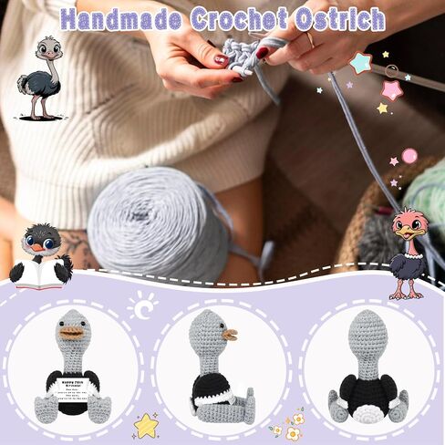 JoycuFF 70th Birthday Gifts Positive Crochet Ostrich for Women Men Ostrich Lovers Birthday Gifts, Emotional Inspirational Motivational Animals Present in Saudi Arabia