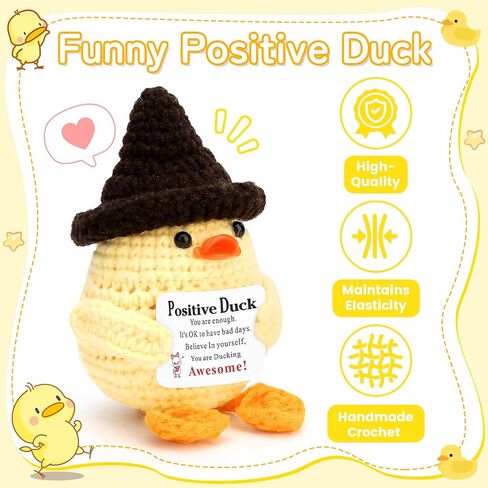 3 PCS Positive Crochet Duck Stuff, Cute Emotional Support Duck Gifts for Women Men, Cheer Up Motivational Encouragement Gifts for Coworkers Friend in Kuwait
