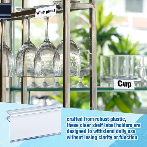 Kathfly 50 Pcs 2.5 l x 1.25 H Plastic Label Holder Clear Reusable Plastic Shelf Label Holder Grips on Glass from 3/16 to 1/4 Thick for Pantry Retail Merchandise Shopping Mall Store Supermarket in Saudi Arabia