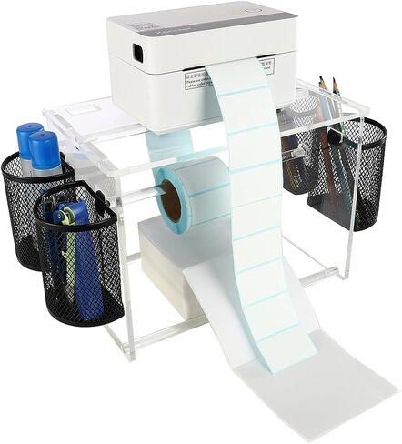 (Acrylic Label Machine Stand) Label Roll Holder for Rolls and Fanfold Labels,Acrylic Label Holder for Thermal Printer,Desktop Label Printer Holder for Home,Office,Study,Small Business in Kuwait