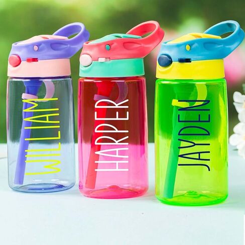 Personalized Water Bottles for Kids, 16 oz Custom Name Water Bottle With Straw Customized Reusable Waterbottle Gifts for Kids School Girls Boys Men Women in Saudi Arabia
