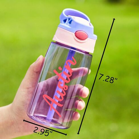 Personalized Water Bottles for Kids, 16 oz Custom Name Water Bottle With Straw Customized Reusable Waterbottle Gifts for Kids School Girls Boys Men Women in Saudi Arabia