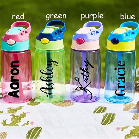 Personalized Water Bottles for Kids, 16 oz Custom Name Water Bottle With Straw Customized Reusable Waterbottle Gifts for Kids School Girls Boys Men Women in Saudi Arabia