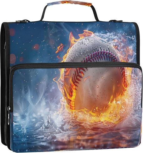 3 Ring Zipper Binder Firing Baseball Binder Organizer Portfolio with File and Shoulder Strap & Handle Large Capacity File Folder in Saudi Arabia