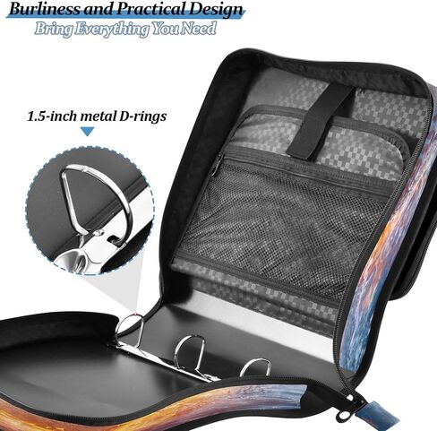 3 Ring Zipper Binder Firing Baseball Binder Organizer Portfolio with File and Shoulder Strap & Handle Large Capacity File Folder in Saudi Arabia