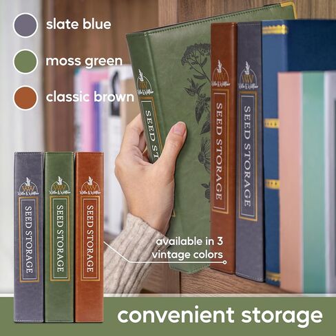 Willow and Wildflower Garden Seed Organizer Binder, Seed Storage Organizer, Garden Binder Book for Packet Storage Catalog Can Store 120 Packets with Dibber and Widger (Moss Green) in Kuwait