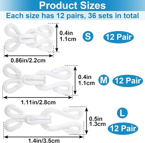 CustomyLife 36 Pairs Sewing Hooks and Eyes Closure 2/3/3.5mm White Metal Bra Hooks Replacement for Clothing Replacement Trousers Skirts Craft in Saudi Arabia