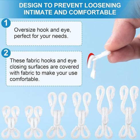 CustomyLife 36 Pairs Sewing Hooks and Eyes Closure 2/3/3.5mm White Metal Bra Hooks Replacement for Clothing Replacement Trousers Skirts Craft in Saudi Arabia