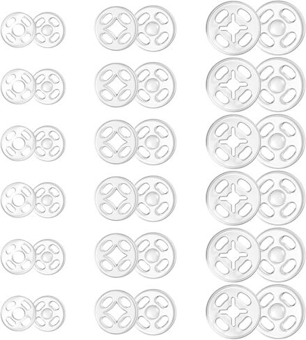 Plastic Snaps for Fabric, 36 Pcs 3 Sizes Round Clear Snaps for Sewing Invisible Sew on Snap Button Fasteners for Sewing DIY Crafts Clothing Shirt Pant (7.5mm, 10mm, 12.5mm) in Kuwait