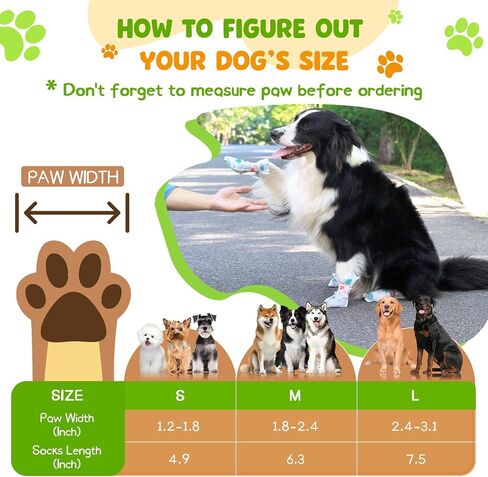 HeavenEye Disposable Dog Socks Waterproof, Dog Paw Protectors Prevent Licking, 20pcs Boots Cover &3pcs Paw Bandage, Lightweight Shoes for Small Medium Large Dogs in Rain Snow Winter Outdoors(green, M) in Kuwait