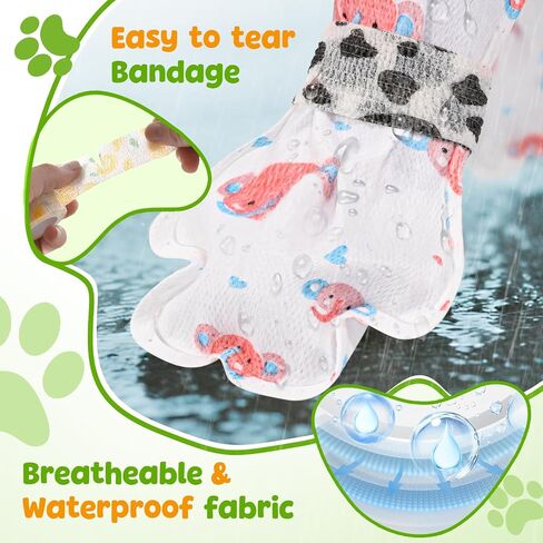 Disposable Dog Shoes, Rain Boots for Dogs, 20pcs Waterproof Dog Paw Socks Cover & 3pcs Adjustable Bandage, Paw Protectors for Small Medium Large Dogs for Summer Winter Snow (Blue-Green, M) in Saudi Arabia